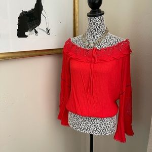 Off shoulder long sleeve shirt